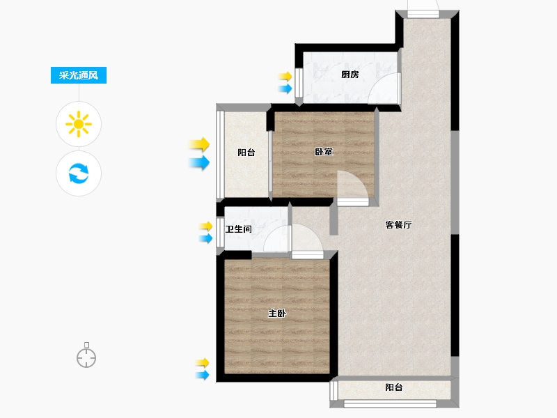 河南省-郑州市-亚星环翠居-65.31-户型库-采光通风