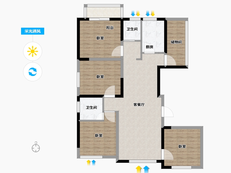 河南省-郑州市-花漾里-114.87-户型库-采光通风