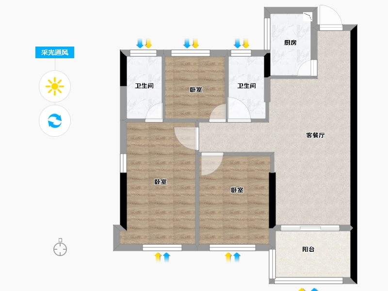 福建省-莆田市-天辉·悦府-69.00-户型库-采光通风