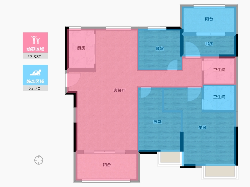 福建省-泉州市-禹洲嘉誉风华-100.30-户型库-动静分区