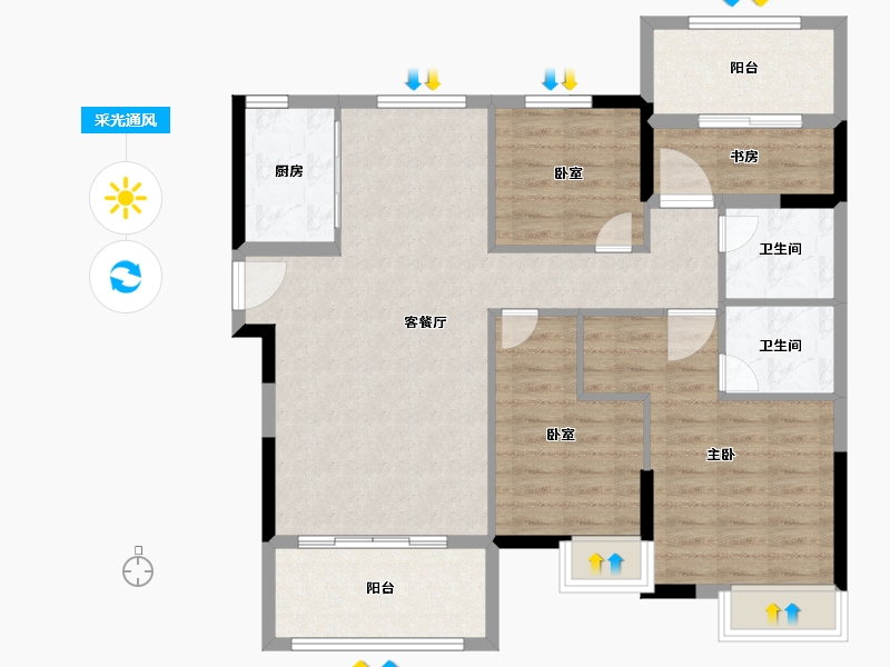 福建省-泉州市-禹洲嘉誉风华-100.30-户型库-采光通风