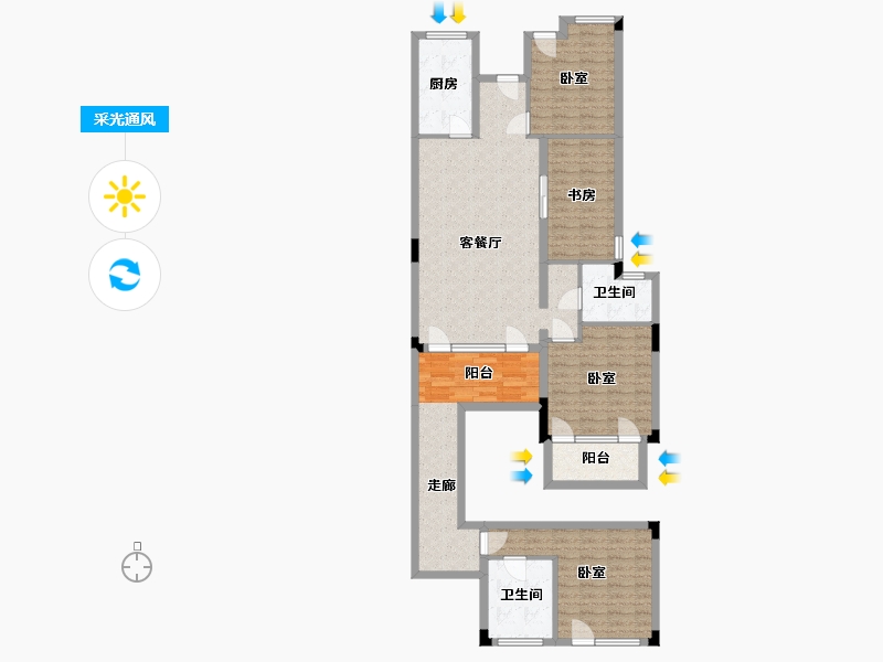 浙江省-湖州市-绿城晓荷江南-121.00-户型库-采光通风