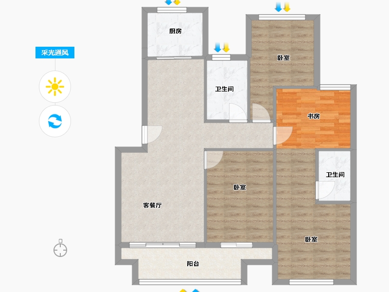 浙江省-湖州市-汎港润合-91.87-户型库-采光通风