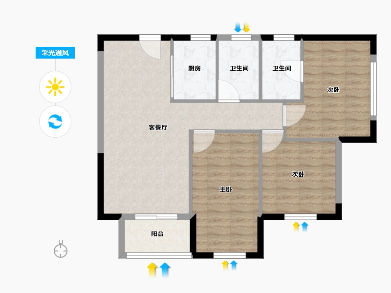 福建省-南平市-永森湖岸观邸-81.99-户型库-采光通风