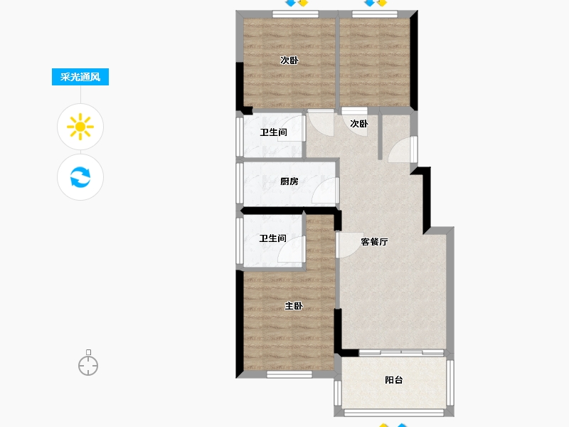 福建省-厦门市-三盛璞悦海-70.00-户型库-采光通风