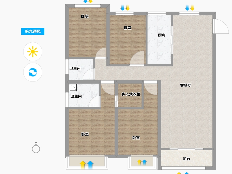 山东省-菏泽市-丽水湖梧桐苑-109.00-户型库-采光通风