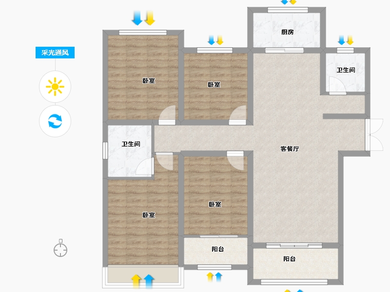 山东省-滨州市-融汇·新里程-114.00-户型库-采光通风