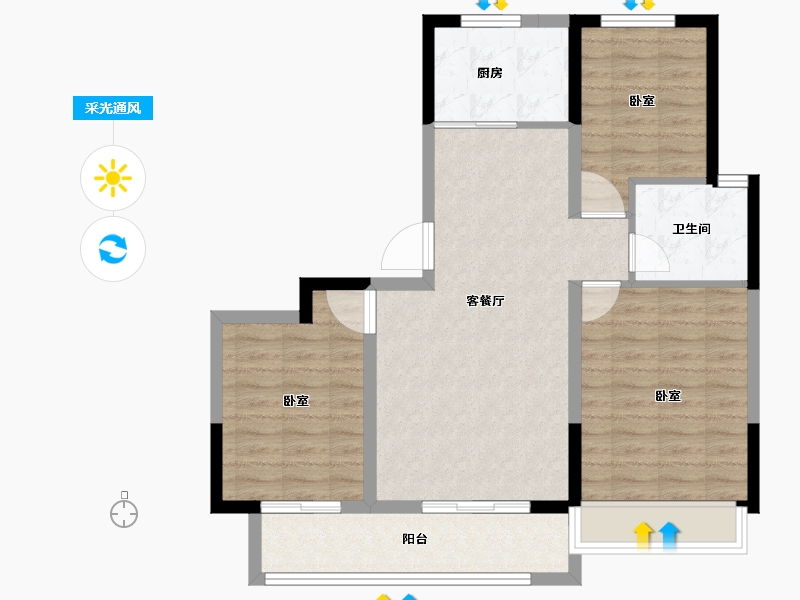 河南省-郑州市-银基国际旅游度假区-82.00-户型库-采光通风