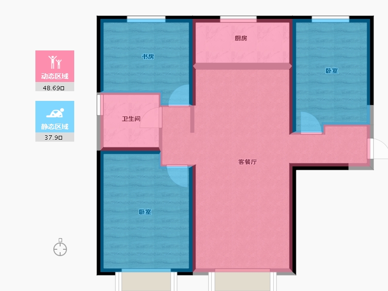 新疆维吾尔自治区-乌鲁木齐市-中海熙岸-77.05-户型库-动静分区