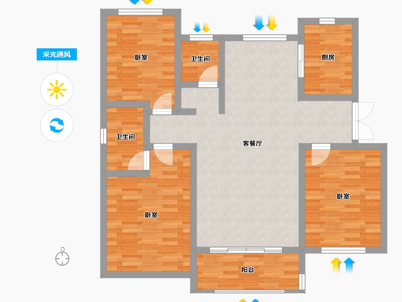 山东省-济南市-荣盛华府-94.35-户型库-采光通风