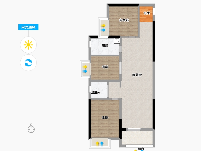 江西省-南昌市-碧桂园城央书院-71.91-户型库-采光通风