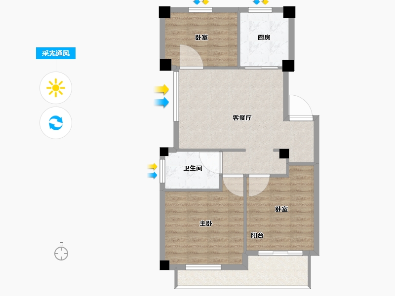 山东省-烟台市-状元府-75.97-户型库-采光通风