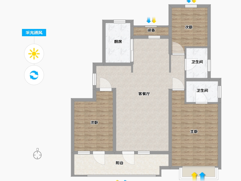 山东省-青岛市-中海樘院-112.01-户型库-采光通风