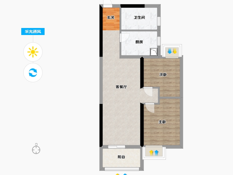 江西省-南昌市-碧桂园城央书院-57.21-户型库-采光通风