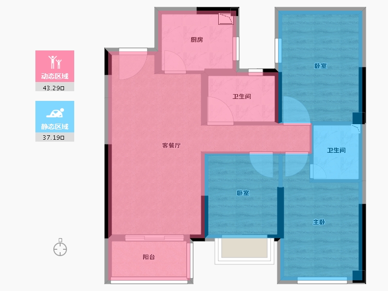 福建省-泉州市-禹洲溪山墅-71.00-户型库-动静分区