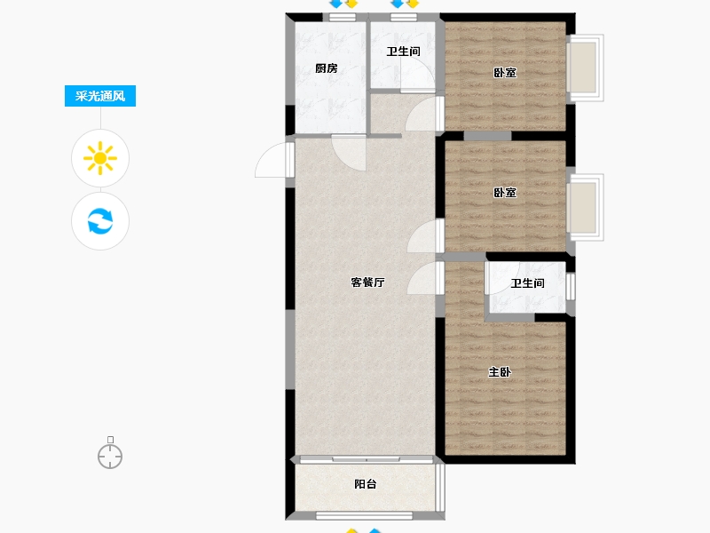 河南省-郑州市-亚星环翠居-102.00-户型库-采光通风