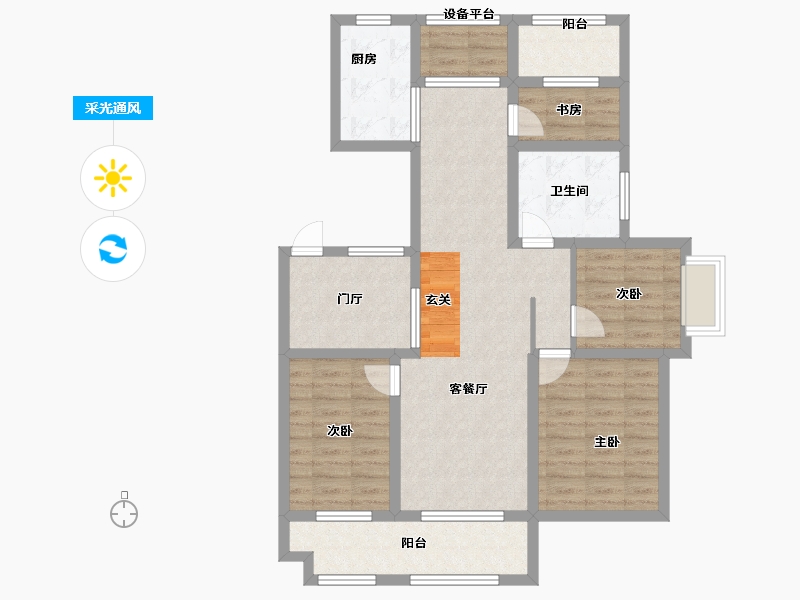 安徽省-滁州市-锦天相国府-94.79-户型库-采光通风