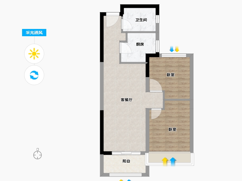 河南省-郑州市-银基国际旅游度假区-62.00-户型库-采光通风