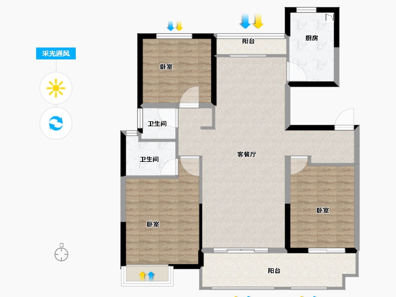 山东省-菏泽市-华地翡翠公园-115.10-户型库-采光通风