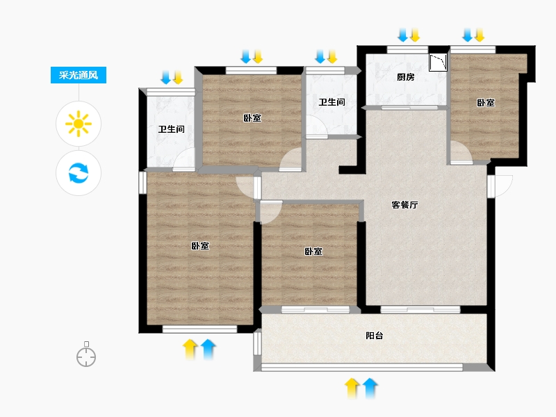 福建省-莆田市-天辉·悦府-88.00-户型库-采光通风