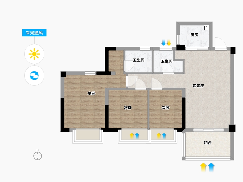 福建省-福州市-三木·公园里-68.00-户型库-采光通风