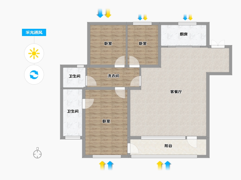 山东省-济南市-万科翡翠公园-121.99-户型库-采光通风