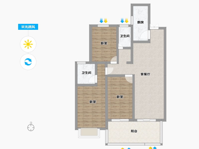 福建省-莆田市-凯天青山城峰璟-95.00-户型库-采光通风