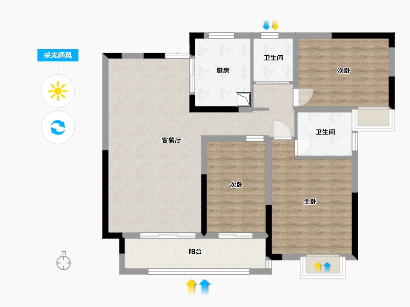 江西省-吉安市-盈城时代广场-101.60-户型库-采光通风