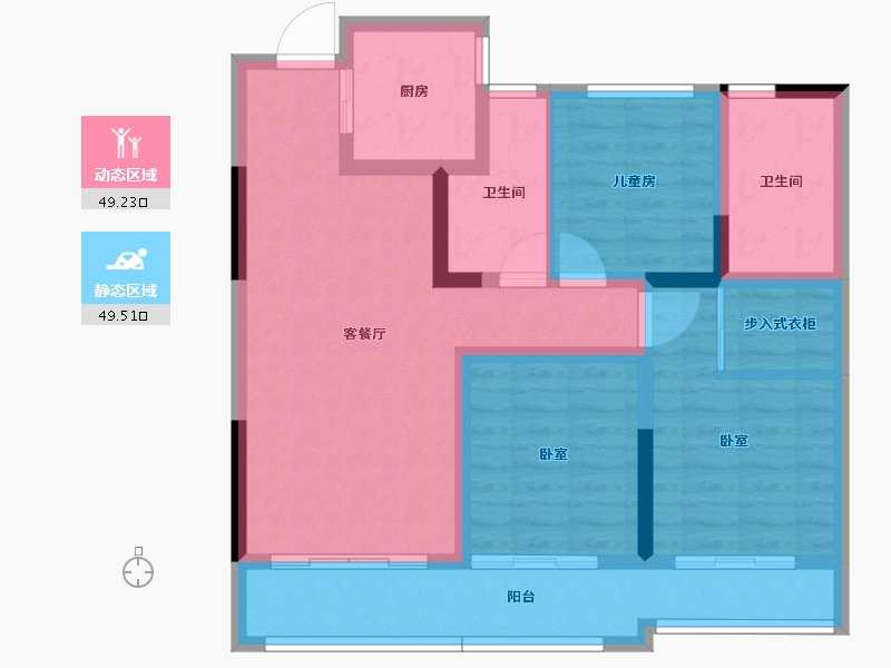 浙江省-舟山市-融创金成东海印-86.98-户型库-动静分区