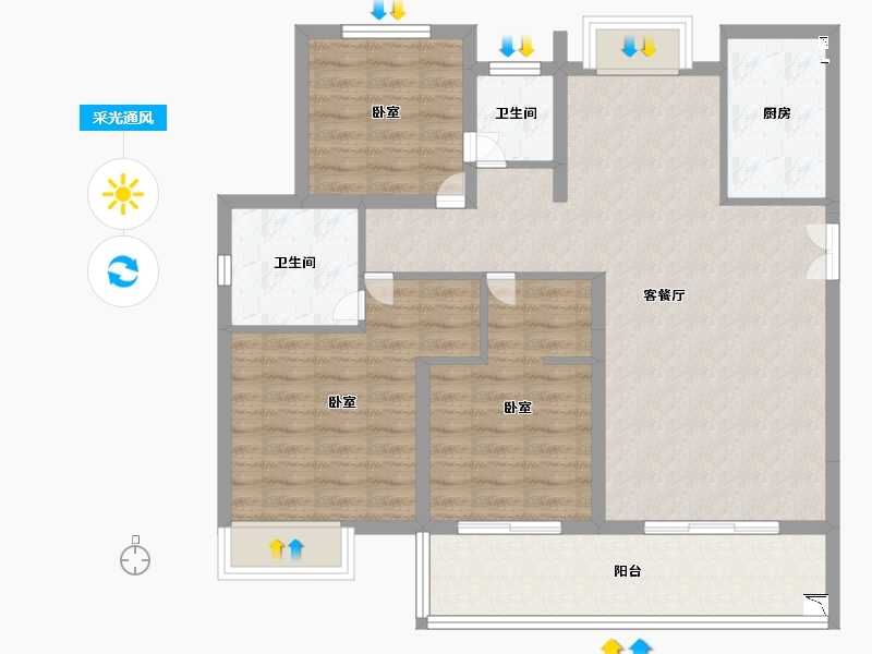 福建省-莆田市-凯天青山城峰璟-95.00-户型库-采光通风