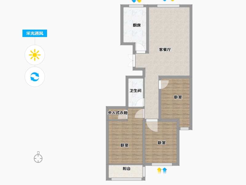 山东省-菏泽市-华瑞紫云台-92.00-户型库-采光通风