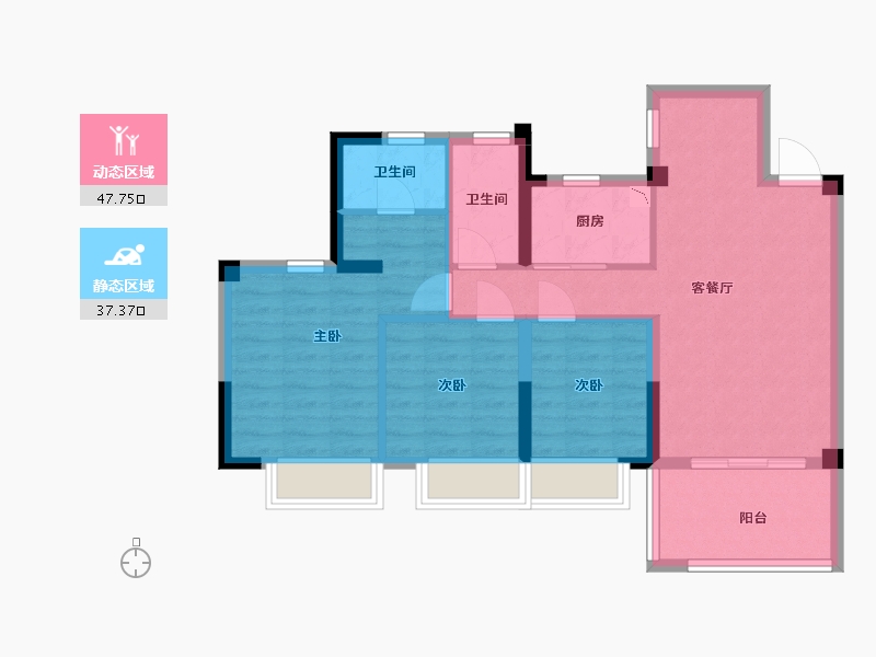 福建省-福州市-三木·公园里-75.52-户型库-动静分区