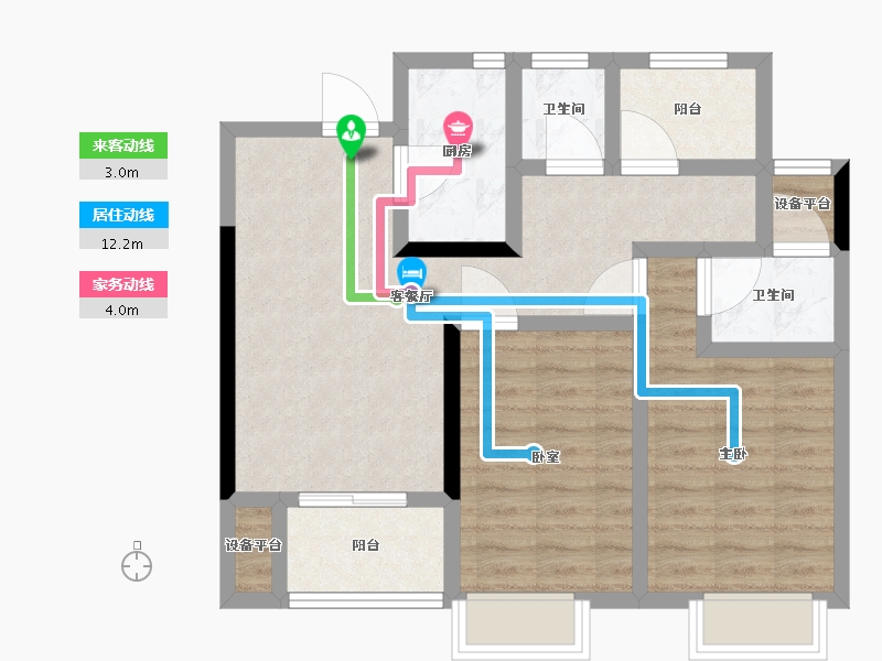 浙江省-温州市-时代·瓯海壹品-71.00-户型库-动静线