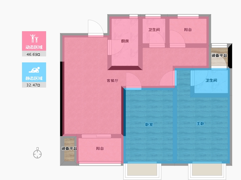 浙江省-温州市-时代·瓯海壹品-71.00-户型库-动静分区