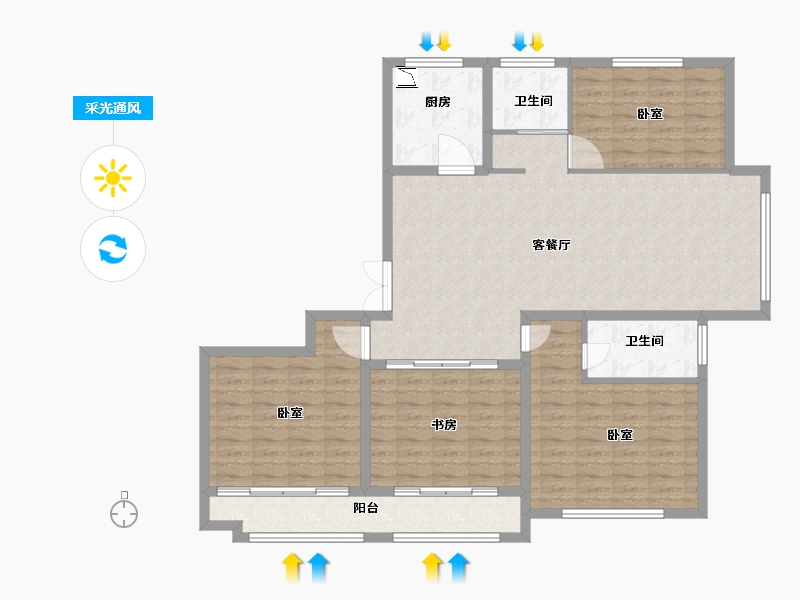 山东省-菏泽市-东翼国际-126.00-户型库-采光通风