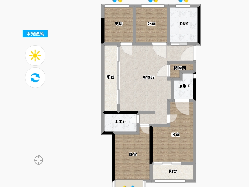 浙江省-温州市-保利天悦-102.00-户型库-采光通风