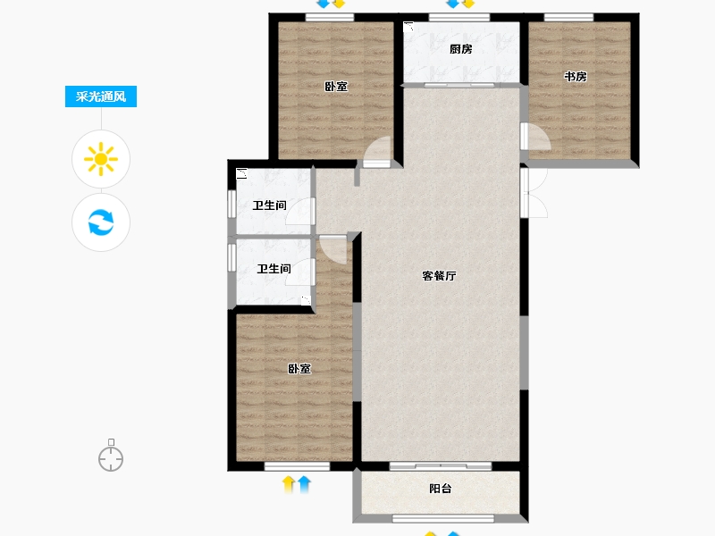 宁夏回族自治区-银川市-天鹅湖小镇西区-112.14-户型库-采光通风