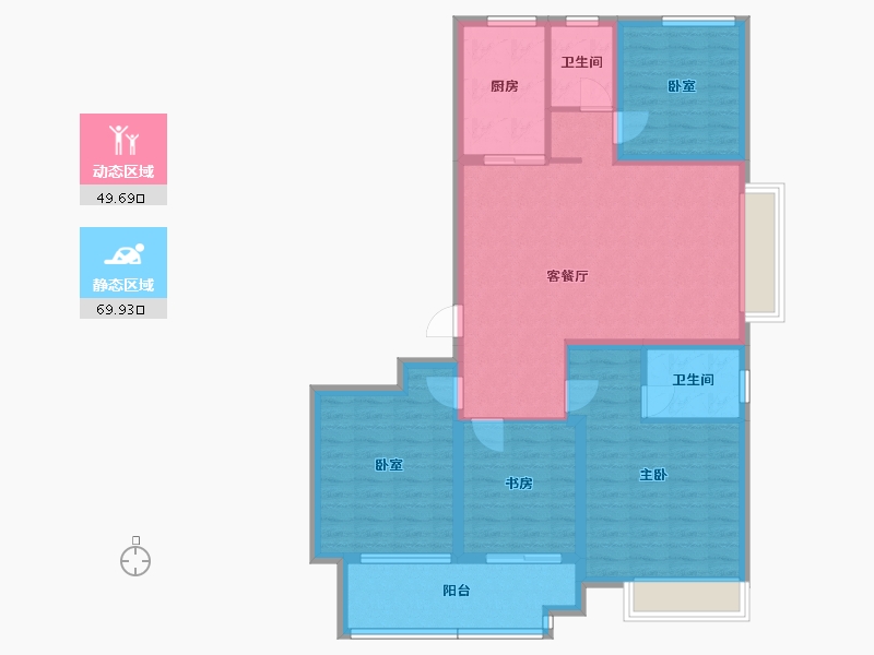 山东省-聊城市-孟达·颐和嘉苑-107.24-户型库-动静分区