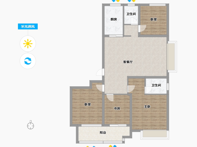 山东省-聊城市-孟达·颐和嘉苑-107.24-户型库-采光通风