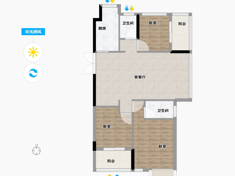 山东省-菏泽市-国璟府-91.00-户型库-采光通风