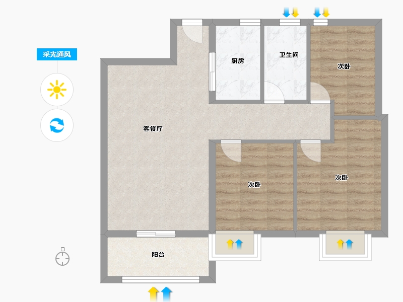 江西省-南昌市-慧谷智立方-71.00-户型库-采光通风