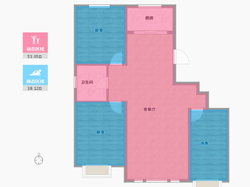 新疆维吾尔自治区-乌鲁木齐市-红阳尚郡-83.47-户型库-动静分区