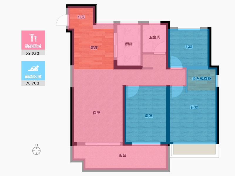 安徽省-宿州市-北京城房·北大学府-86.00-户型库-动静分区