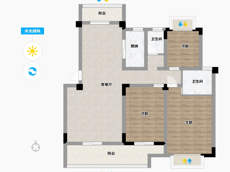 江西省-吉安市-顺泰中央公馆-92.80-户型库-采光通风