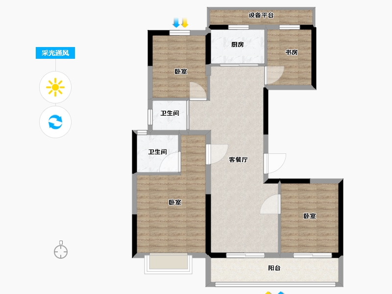 浙江省-嘉兴市-璞悦湖畔-101.00-户型库-采光通风