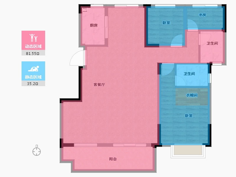 安徽省-合肥市-信达万振东方樾府-106.01-户型库-动静分区