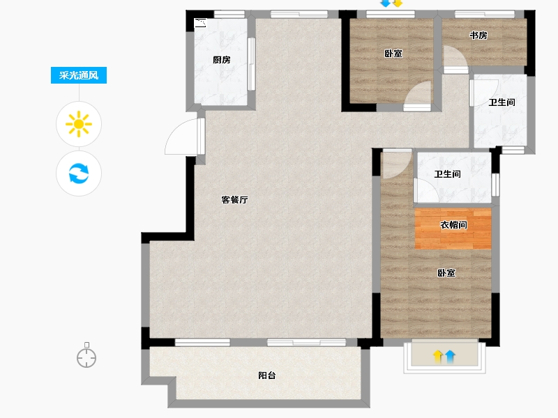 安徽省-合肥市-信达万振东方樾府-106.01-户型库-采光通风