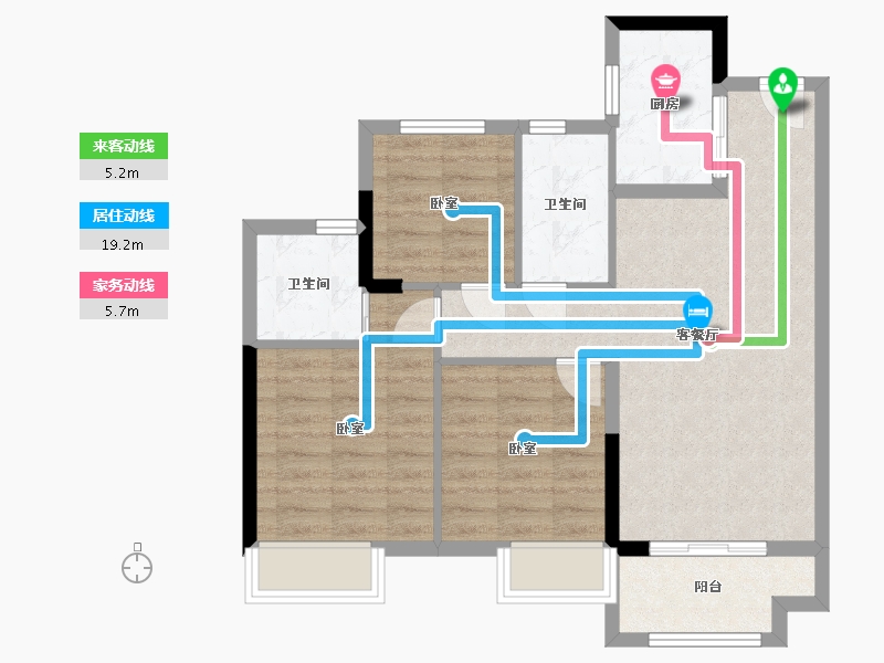 浙江省-湖州市-京杭上宸-71.00-户型库-动静线