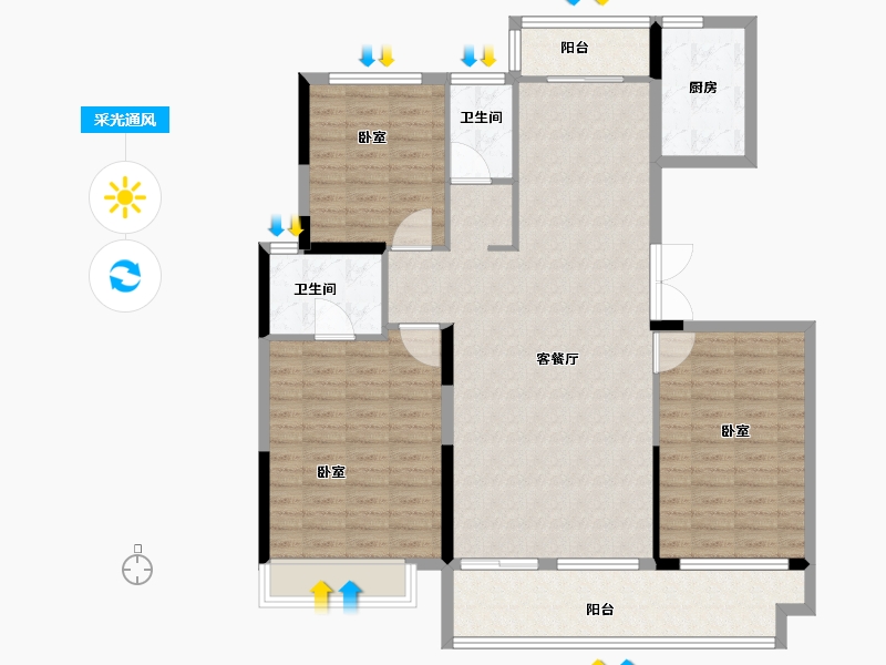 山东省-菏泽市-丽水湖梧桐苑-121.00-户型库-采光通风