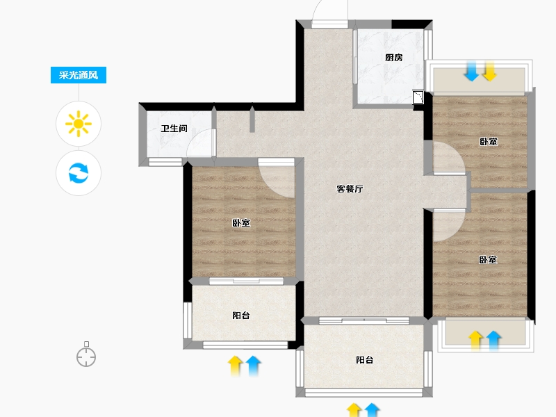 安徽省-芜湖市-万华·南湖春晓-81.86-户型库-采光通风